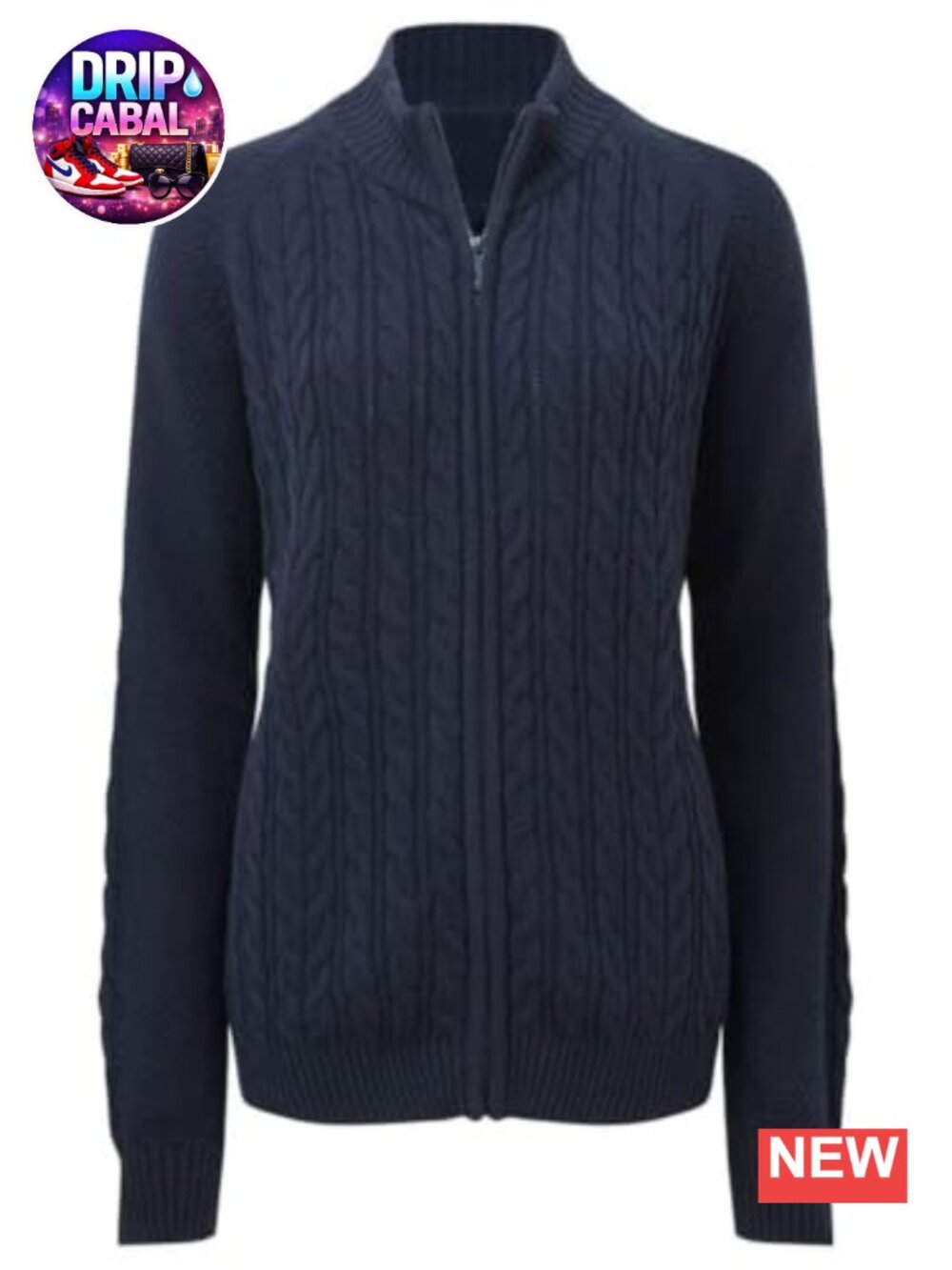 Women's Zip Up Cable Knit Cardigan Sweater Long Sleeve Chunky